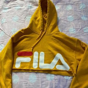 Fila crop top hoodie - mustard color - size MEDIUM